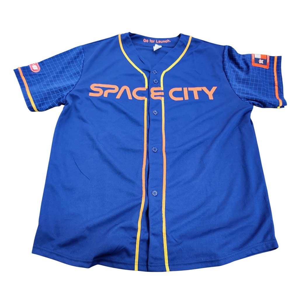 HOUSTON ASTROS MENS XL BLUE MLB SPACE CITY CONNECT MCCULLERS JERSEY EUC